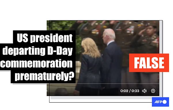 Posts falsely claim Biden left D-Day event early, ignored veterans