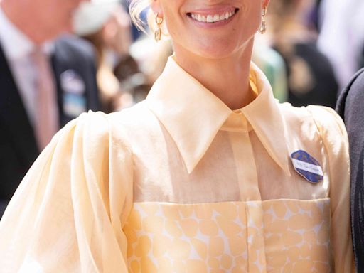 Princess Anne's Daughter Zara Tindall Wore a Sheer Yellow Dress With 'Bridgerton' Sleeves