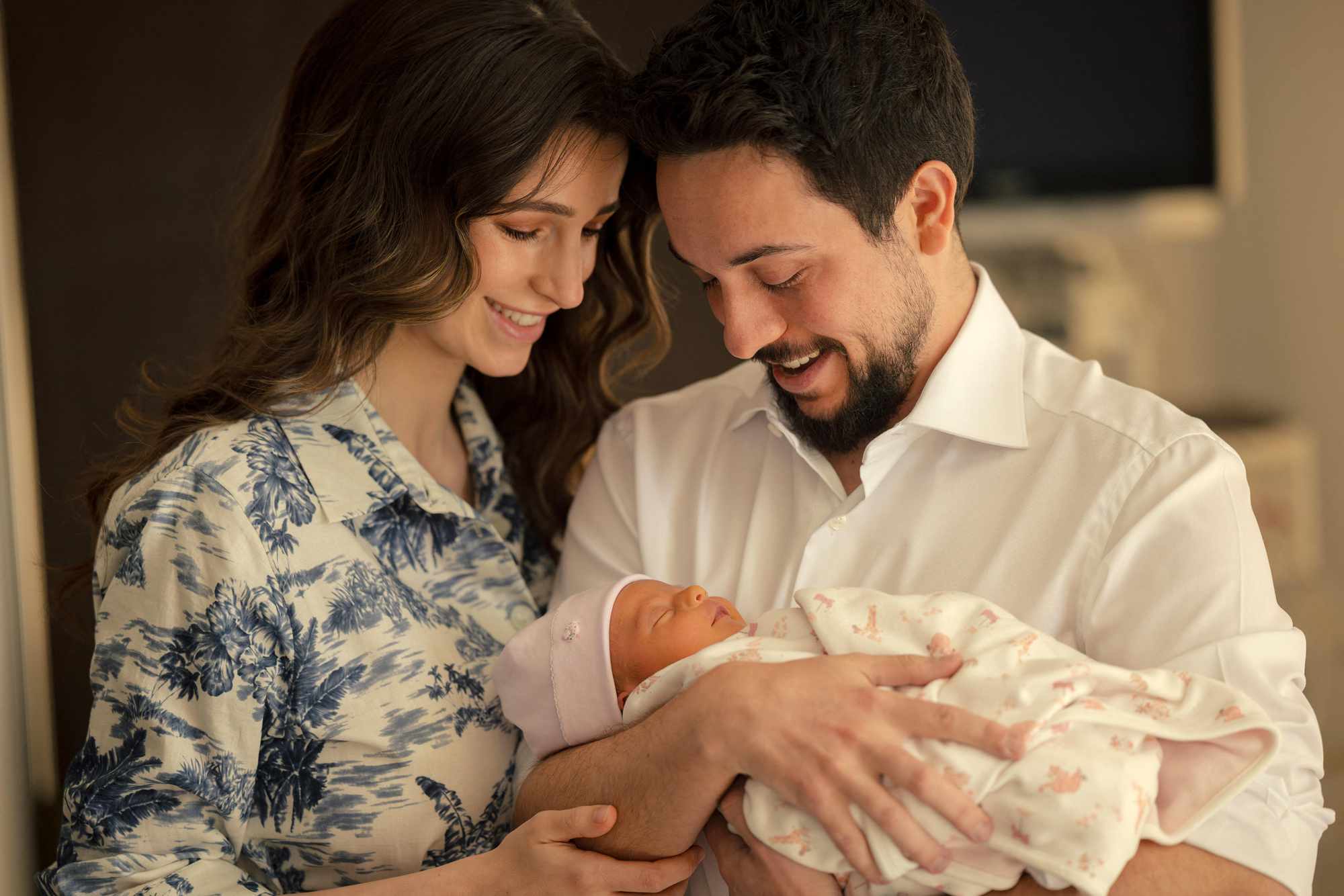 Crown Prince Hussein and Princess Rajwa Share First Photos as a Family of 3 with Royal Baby Iman