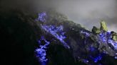 Footage of night hike to volcano crater with "blue fire" wows internet