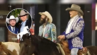 PICTURE: Post Malone + Dwight Yoakam Stroll Through Hollywood on Horseback