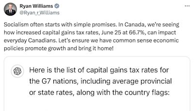 Conservative MP shares inaccurate, ChatGPT-generated stats on capital gains tax rate
