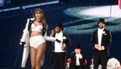 Taylor Swift brought a tuxedo-clad Travis Kelce to the stage during London Eras Tour show