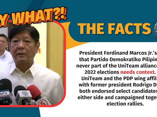 FACT CHECK: Marcos claim that PDP was ‘never part’ of UniTeam needs context