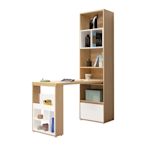 Boden-尚恩L型多功能書櫃+書桌組合(2尺單抽開放式書櫃+4尺伸縮桌面)-140x60x202cm