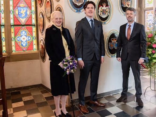 Crown Prince Christian of Denmark is honoured as he hangs his Order of the Elephant shield in the Knight’s Chapel