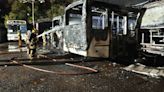 La Nación / Hernandarias: fuego consumió seis ómnibus en una empresa de turismo