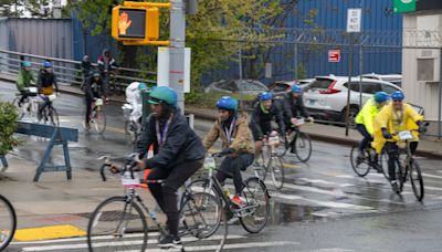 NYC Five Boro Bike Tour 2024: Cyclists ride through cold and rain to cross the finish line