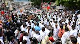 AIADMK cadre stage dharna against electricity tariff hike