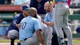Rays' Amed Rosario exits after taking 100 mph fastball to face