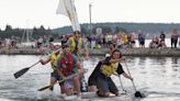 Sailors splash around the harbour at Nanaimo's Silly Boat Regatta