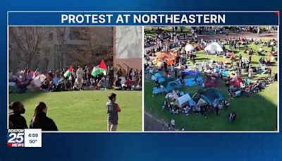 Police surround encampment of more than 100 protesters at Northeastern University in Boston