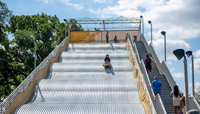 Detroit’s giant slide is back. There will probably be fewer bruises this time