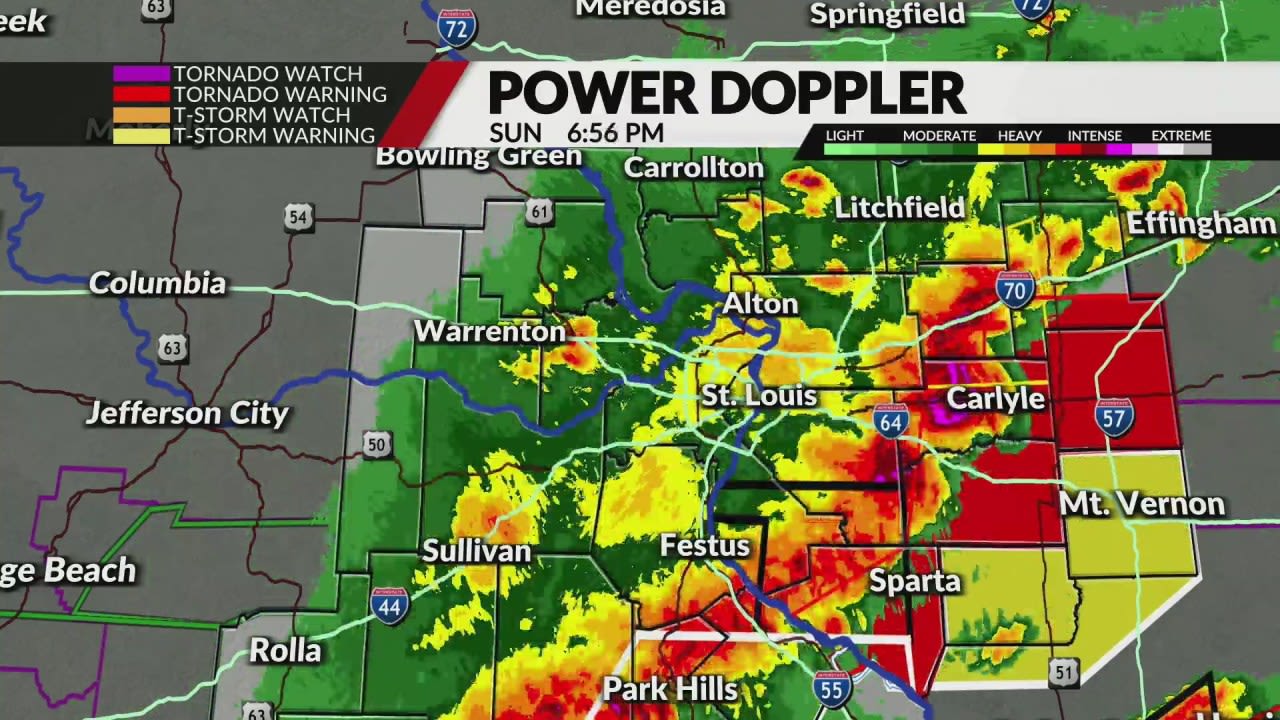 Tornado warnings, watches across St. Louis region Sunday