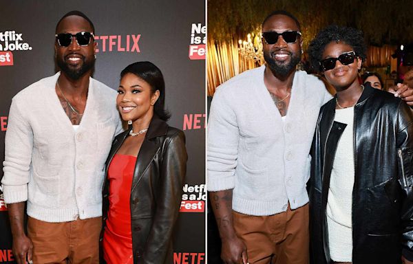 Dwyane Wade Poses for Family Pics with Daughter Zaya and Wife Gabrielle Union at Netflix Event