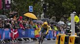 Grace Brown of Australia wins the Olympic time trial over the rainy, treacherous streets of Paris