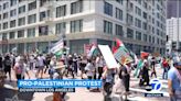 Pro-Palestinian demonstration in DTLA shuts down busy intersection as protests continue at colleges