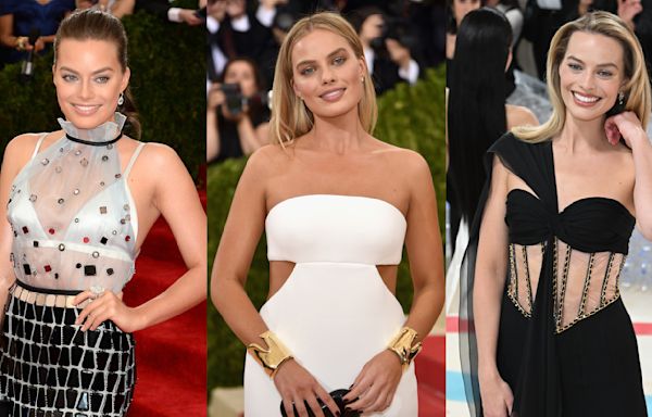 All of Margot Robbie’s Met Gala Dresses: Custom Prada, Floor-length Calvin Klein and More