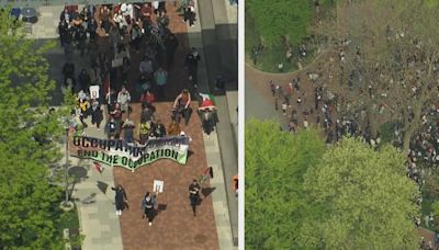 Pro-Palestinian protesters march through Philadelphia at Temple, Penn