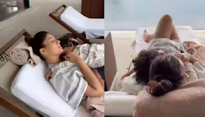 Nayanthara spotted enjoying candid moments with family snoozing next to the infinity pool