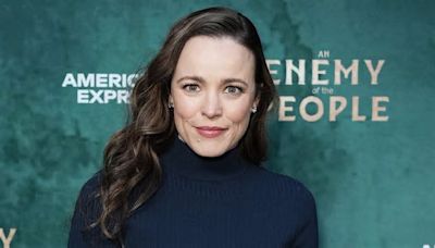 Rachel McAdams is chic in a navy blue leather skirt as she leads the stars at opening night of Broadway revival of Ibsen's An Enemy Of The People