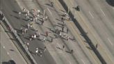 Pro-Palestinian protesters march onto 101 Freeway in Downtown Los Angeles