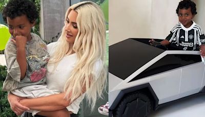 Obsequian mini tesla a hijo de Kim Kardashian en su cumpleaños cinco