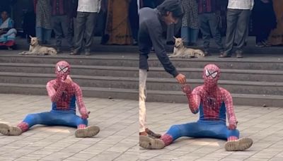 Viral video: Influencer dresses up as Spider-Man to beg for money in Mumbai