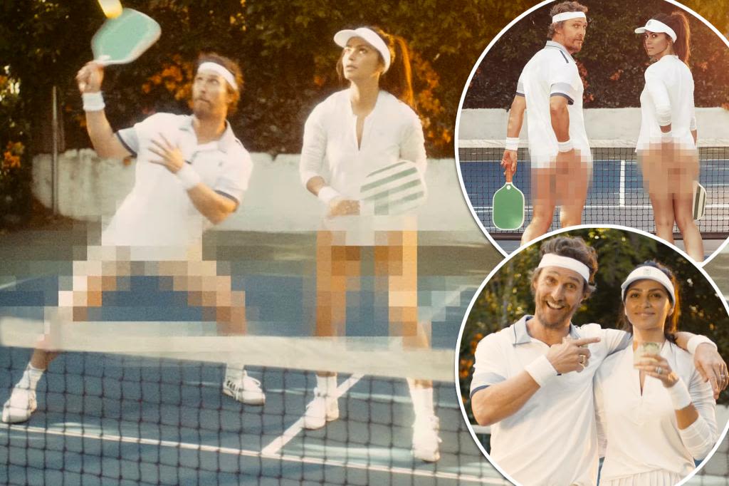 Watch cheeky Matthew McConaughey and wife Camila Alves play pickleball — with no pants