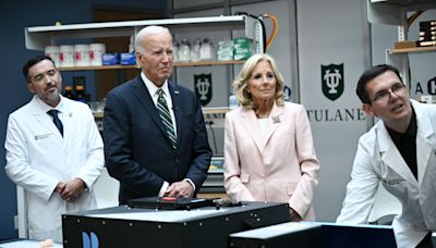 Biden, in rare appearance since stepping aside, touts moonshot program