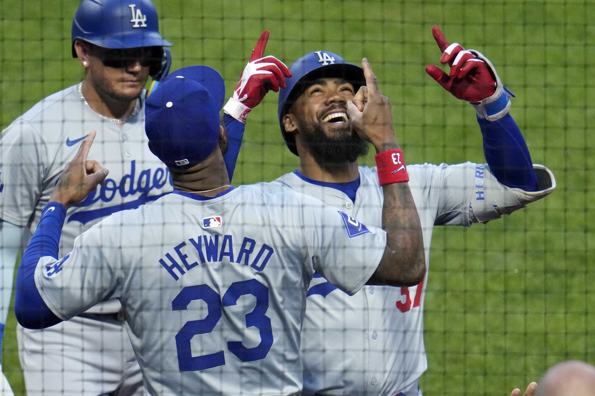 Betts, Freeman, Hernandez all homer as Dodgers avoid sweep by handling the Pirates 11-7