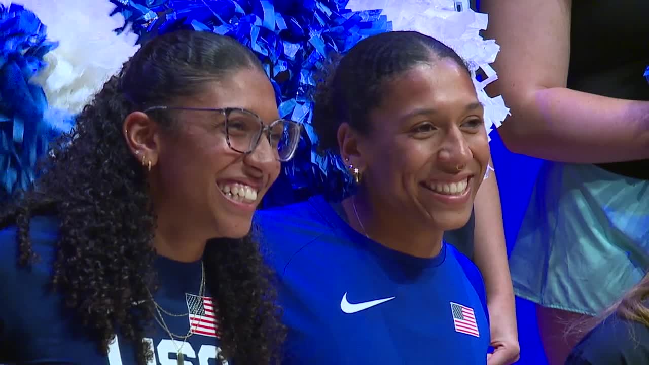 Sisters get a special send off from their high school on the way to the olympics