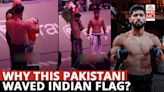 Pakistani Wushu fighter Shahzaib Rindh waves Indian flag after beating Rana Singh