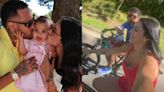 Neymar se derrete em primeiro passeio de bicicleta da filha com Bruna Biancardi