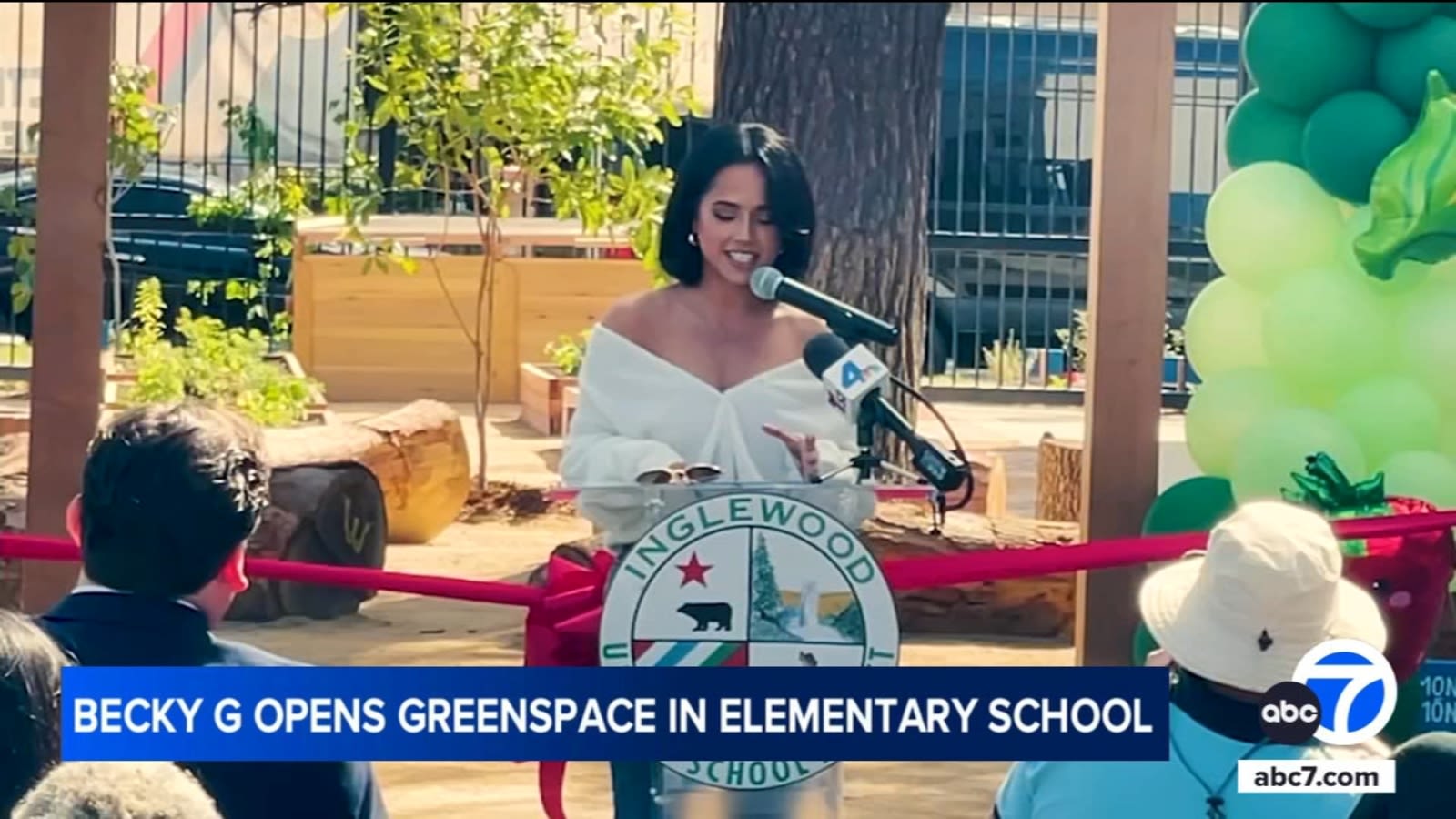 Singer Becky G returns to native Inglewood to open greenspace at her old school