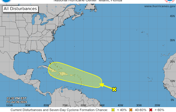 National Hurricane Center tracking 'area of disturbed weather' in the central Atlantic