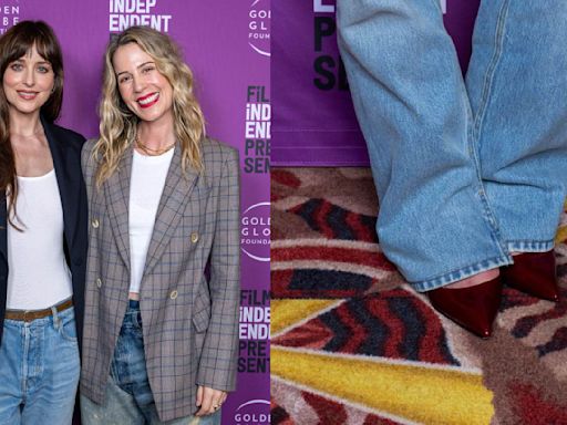 Dakota Johnson Pops in Burgundy Slingback Pumps at ‘Daddio’ Screening in Los Angeles