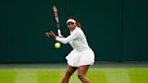 Serena Williams practices on Centre Court; 1st foe No. 113