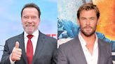 Action stars Arnold Schwarzenegger and Chris Hemsworth gushed over each other after working out together: 'Look at how pumped you are'