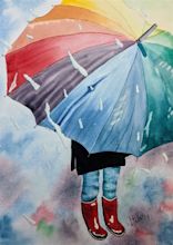 Rainy Day Umbrella Watercolor Painting Free Shipping | Etsy