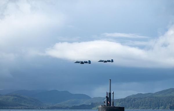 A-10s escort US ballistic missile submarine during strait transit