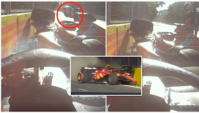 Unseen footage shows a furious Sergio Perez confronting Carlos Sainz after Azerbaijan GP crash