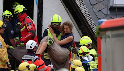 Watch from scene of hotel collapse in German town after one killed and eight remain trapped