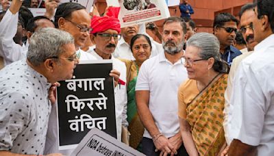 INDIA Bloc MPs Protest Over 'Discrimination' Against Opposition-Ruled States In Budget