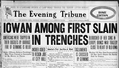 Historic front page from the Des Moines Register, Nov. 5, 1917: Merle Hay dies in WWI