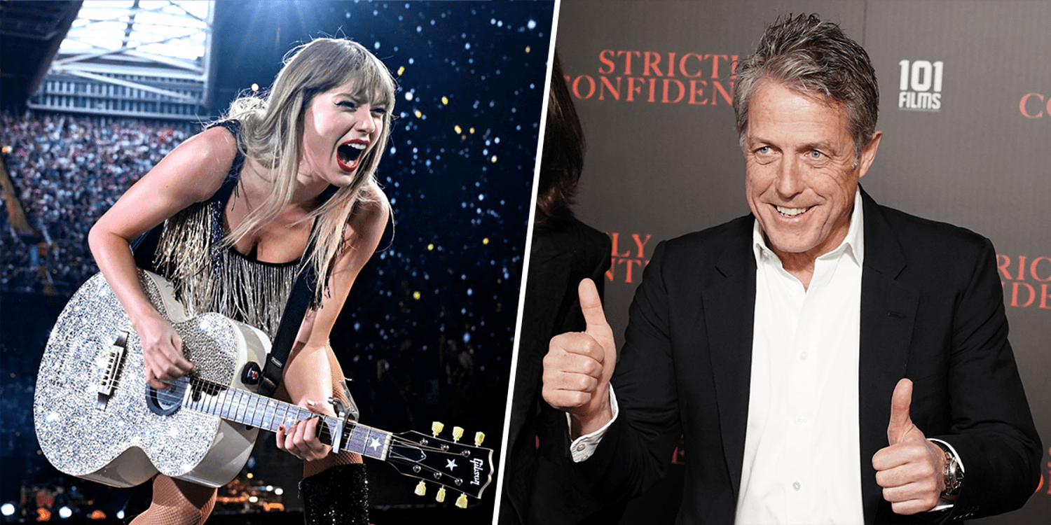 Taylor Swift, the self-proclaimed 'Hugh Grant stan,' responds to his 'Eras Tour' message