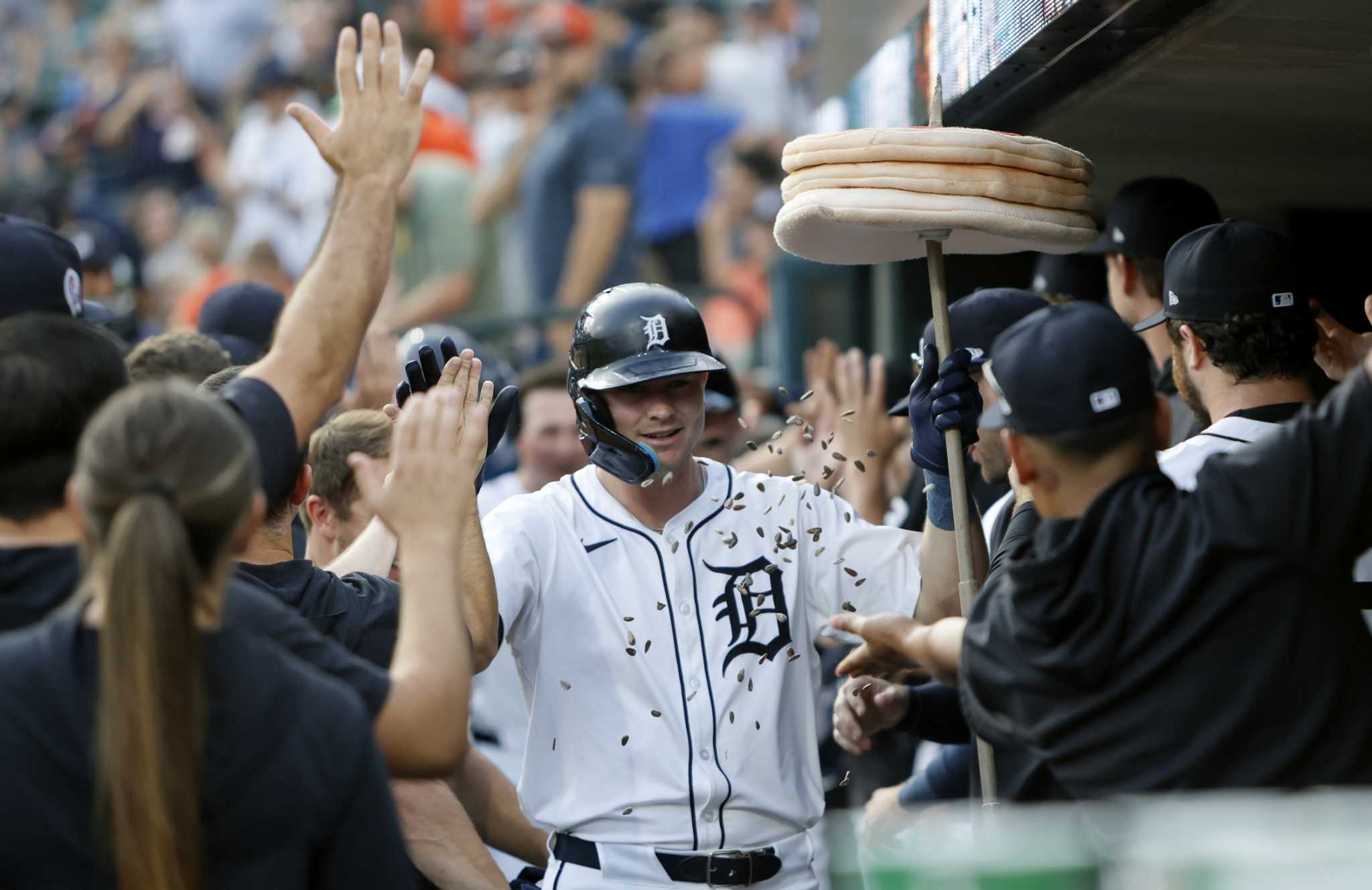 Kerry Carpenter's 4 hits lead surging Tigers past Rockies, 7-4