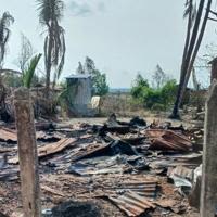 A scene of devastation following fighting between Myanmar's military and the Arakan Army ethnic minority armed group in a village in western Rakhine state