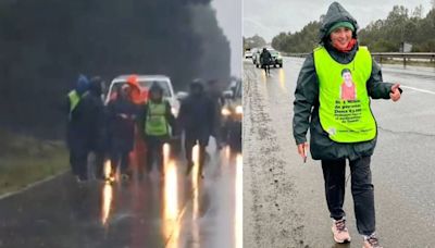 Ni la lluvia la detiene: viralizan nuevo video de la madre que camina desde Chiloé a La Moneda por su pequeño hijo