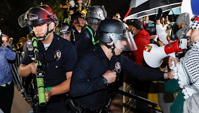 Police at UCLA face off against left-wing mob, fortified encampment as campus anti-Israel protests escalate